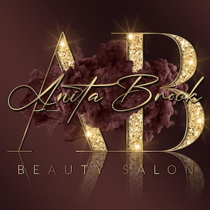 Gold Brown Logo, Glitter Logo, Premade Logo Design, Beauty Logo, Watercolor Smoke Logo, Boutique Logo, Nails, Hair Stylist, Lashes, Makeup