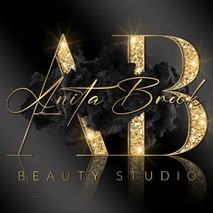 Black and Gold Logo, Gold Glitter Logo, Beauty Logo, Signature Logo, Watercolor Logo, Smoke Logo, Jewelry Logo, Sparkle Logo, Spa Salon Logo
