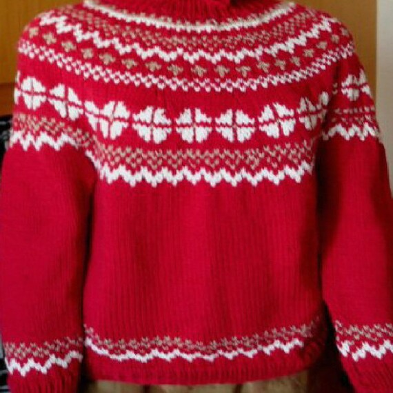 Norwegischer Roter Pullover Etsy