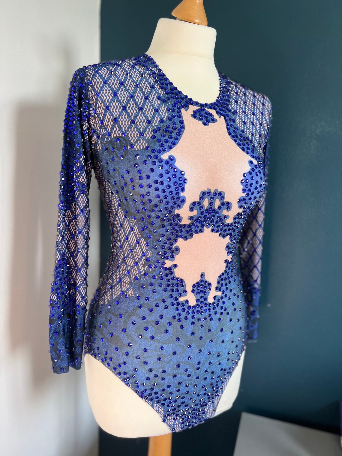 Royal Blue Rhinestone Leotard for Podium Dancers Festival Etsy