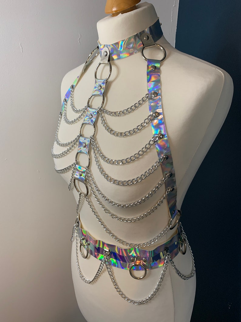 Holographic Two Piece Set Body Harness & Belt | Etsy