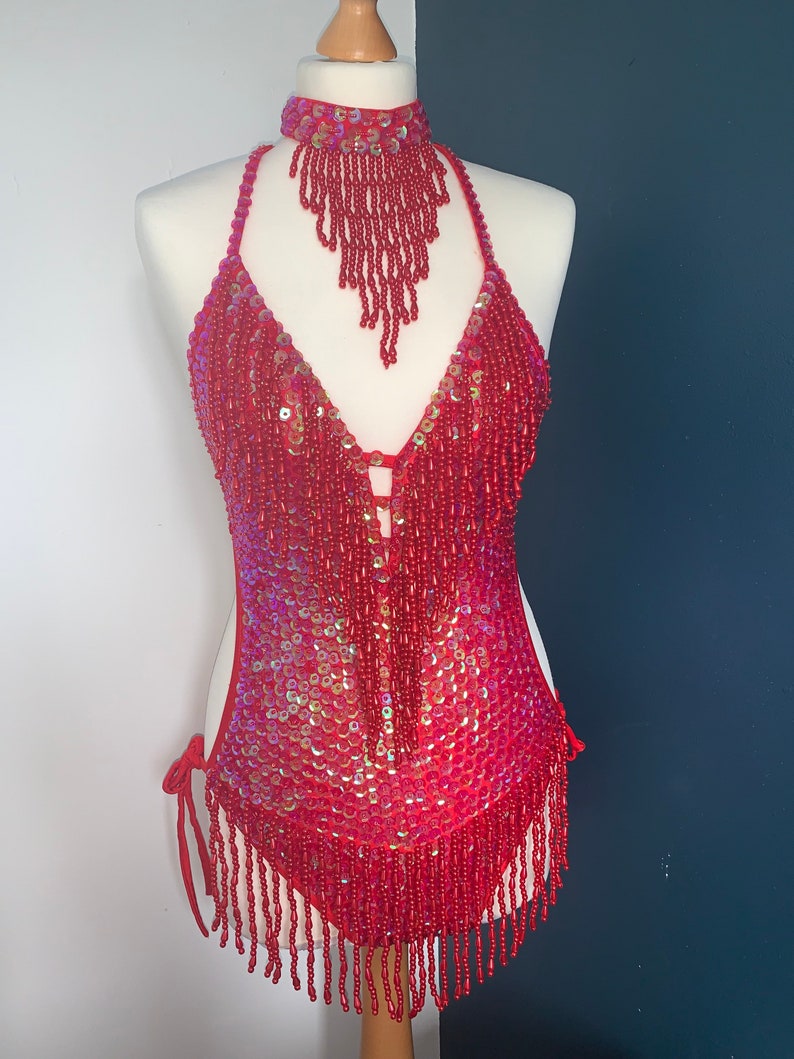 Red Sequin Showgirls Costumes for Dancers Sequin Bodysuit for Etsy