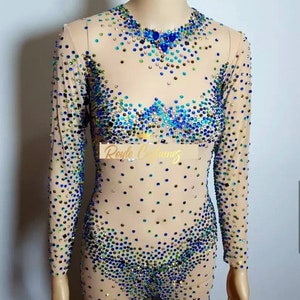 Aerial Costume With Blue Rhinestones. Inspired by Beyonce - Etsy