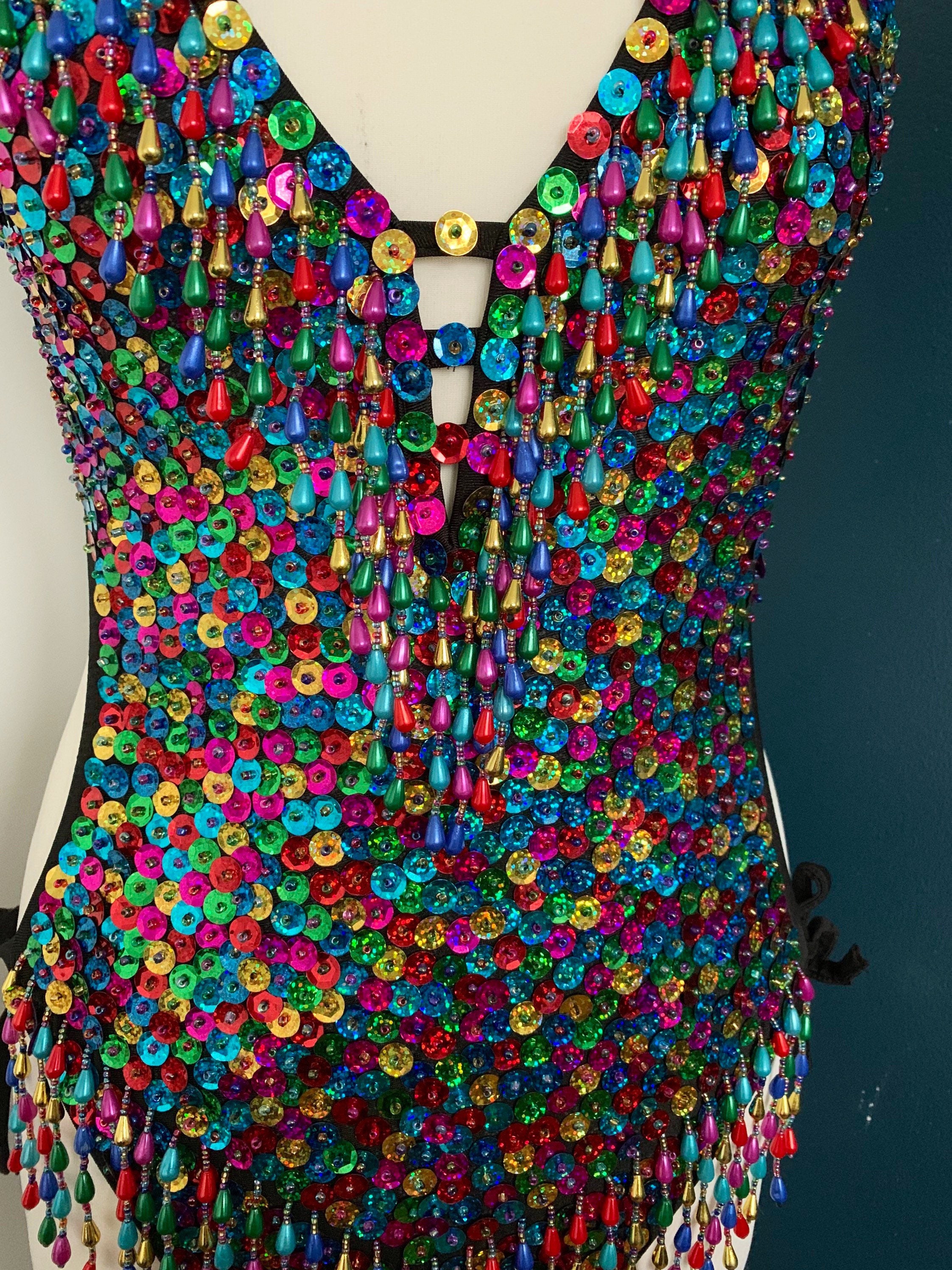 Rainbow Sequin Showgirl Leotard Multicoloured Sequin Bodysuit - Etsy ...
