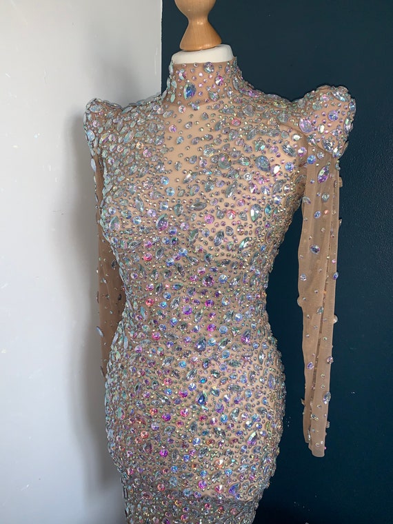 Rhinestone Crystal Dress, Britney Inspired Dress With AB Crystals 