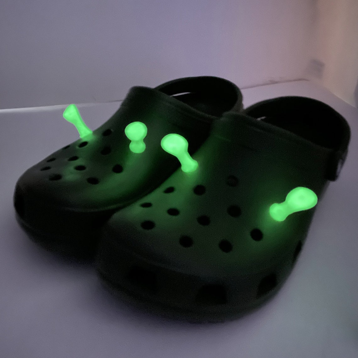 Shrek Ears Croc Charm Glow in the Dark Solid Green | Etsy UK