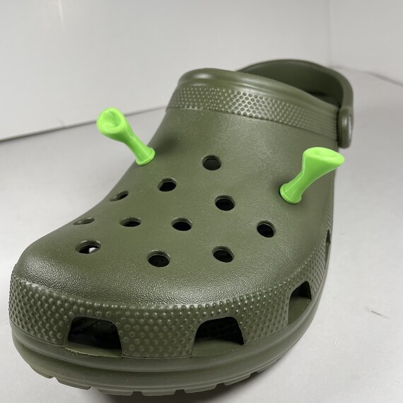 Shrek Ears Croc Charm Glow in the Dark Solid Green