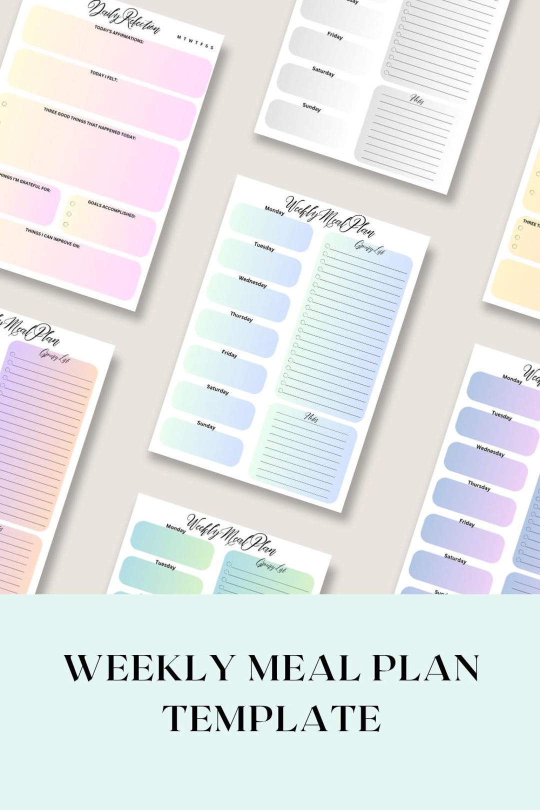 Printable Weekly Meal Planner With Grocery List Journal Template A4 ...