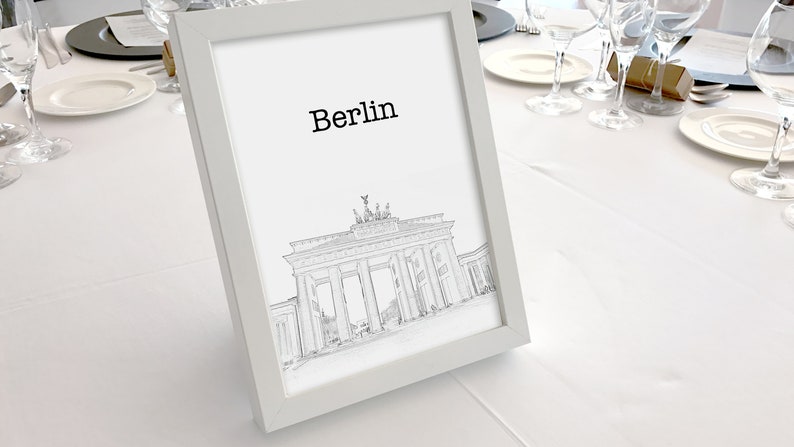Berlin wedding table card Travel table card City table card Wedding table card Printable table card DIY Travel themed wedding