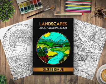 Download Landscape Coloring Etsy