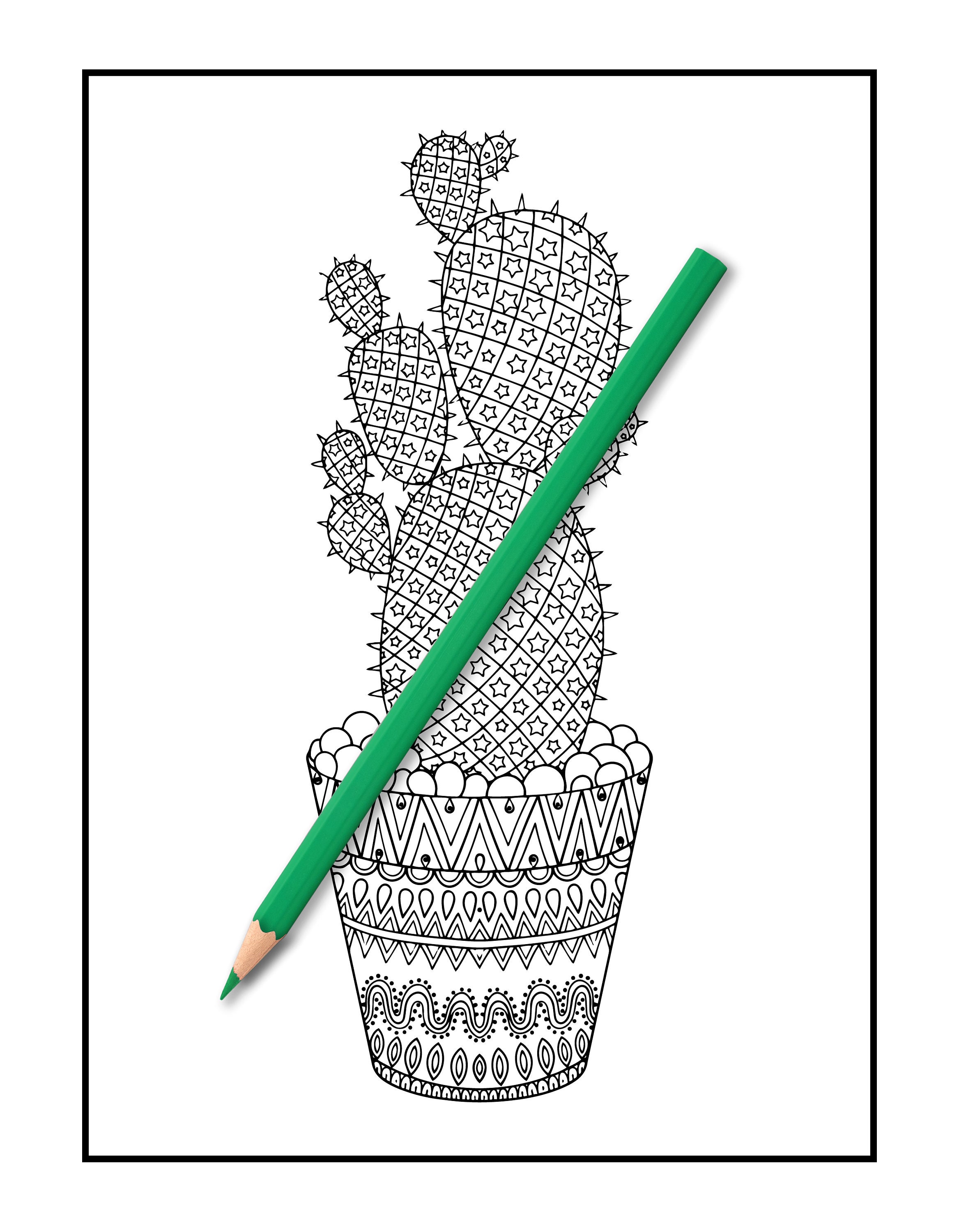 Printable Cactus Coloring Pages Coloring Book for Adults | Etsy
