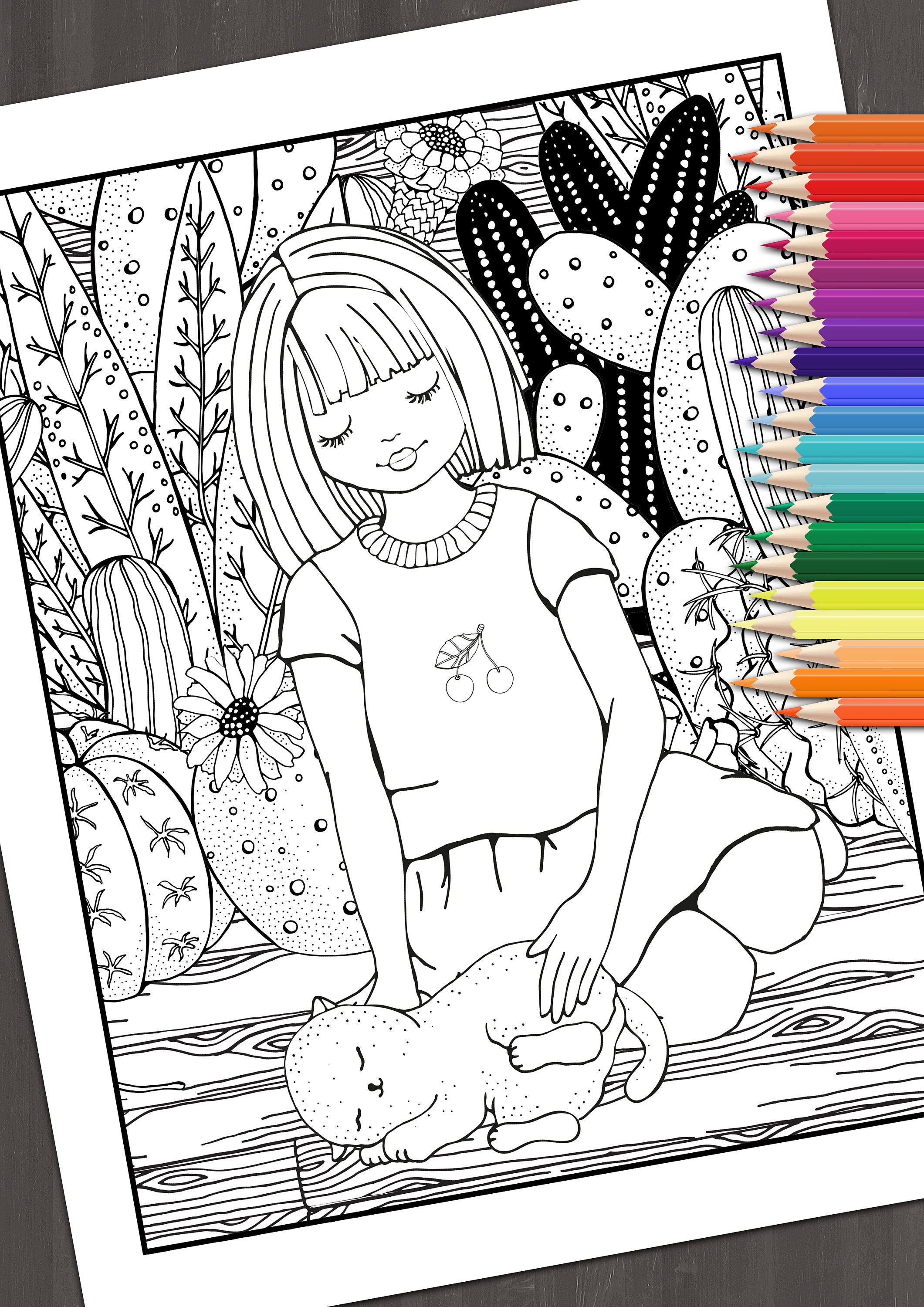 Printable Cactus Coloring Pages Coloring Book for Adults | Etsy