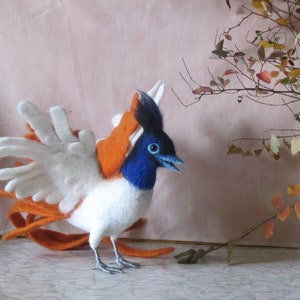 Pájaro de fieltro Ave del paraíso Escultura para interior