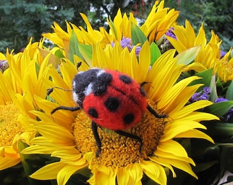Wool Ladybug Beetle made of wool Gift for a girl Good luck mascot