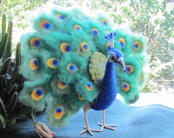 Peacock Peacock-symbol of beauty Felt peacock Felted bird