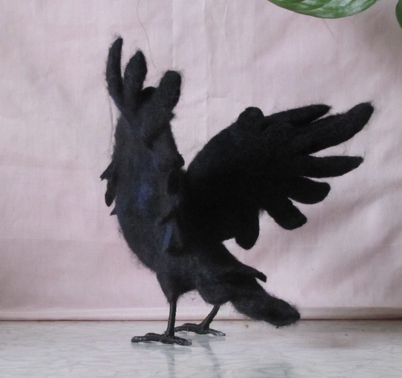 Black raven Raven from wool Black bird