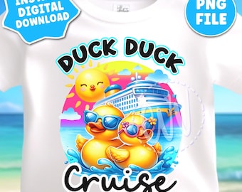 Duck Duck Cruise PNG | Cute Rubber Duck Cruise Ship Design | Watercolor Digital Download | Matching Cruise Shirts | Commercial Use