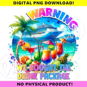 Aviso Nós compramos o pacote de bebidas Download instantâneo do arquivo PNG | Aquarela | Arquivo digital | Uso comercial | Design de camisetas de cruzeiro