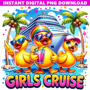 Girls Cruise PNG Instant Download File | Watercolor | Cruise Clipart | Cruising Ducks Sublimation | DTF | Digital File | Commercial Use