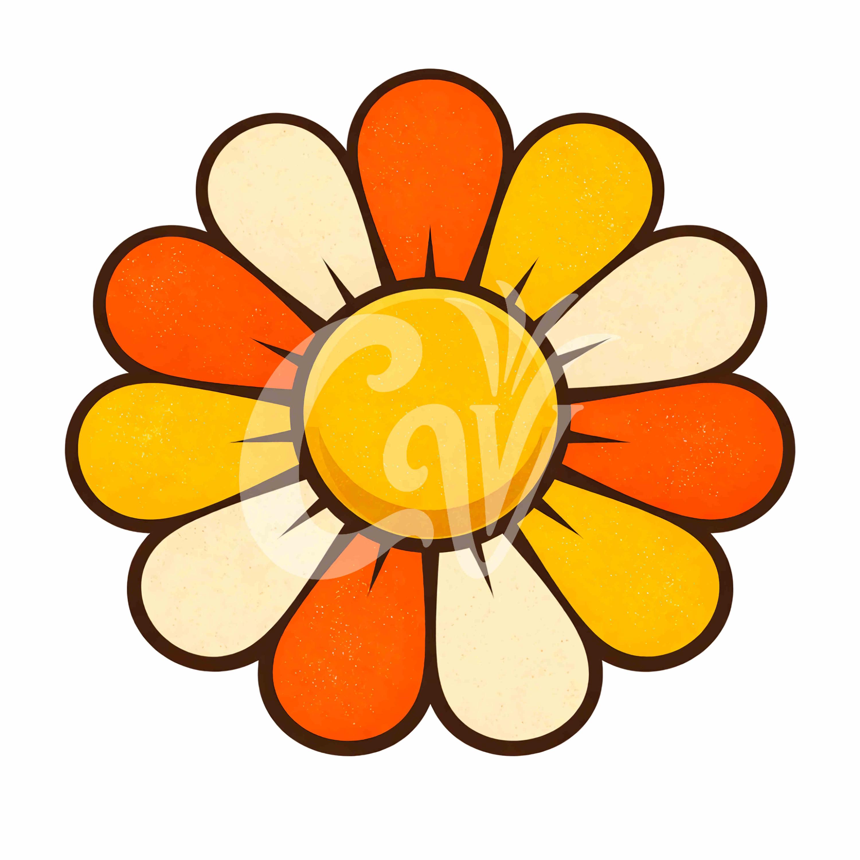 16 Retro Groovy Flowers PNG Set | 70s Flower Power Clipart | Digital ...