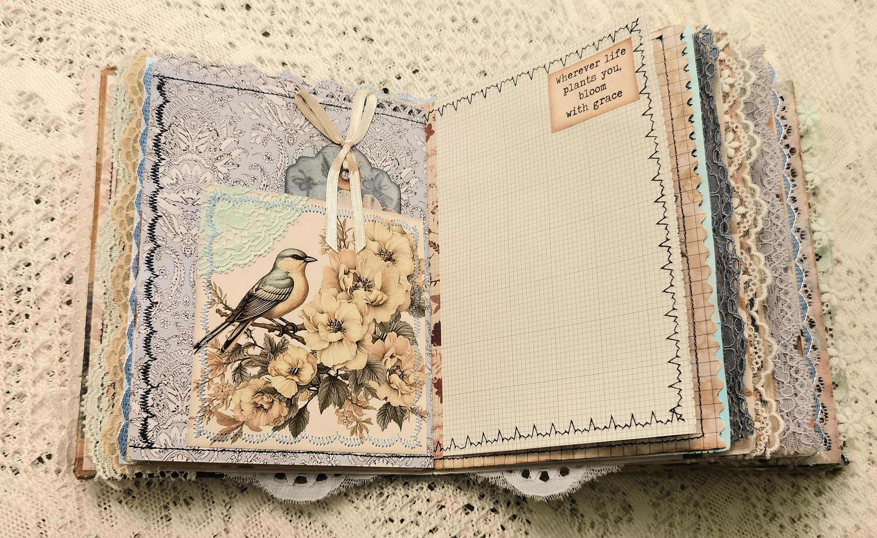 Handmade Junk Journal: Vintage Style Ephemera Book With Lace, 200 Pages ...