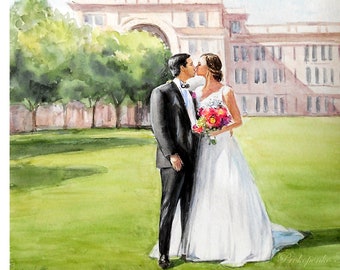 Custom Wedding Painting from photo Watercolor HAND PAINTED Wedding Portrait Painting Wedding Portrait Illustration Couple Portrait Gift