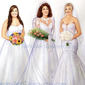 Custom Generational Wedding Portrait Illustration Generation Wedding Portrait from photo Mother of the Bride Gift Wedding Day Mother Gift
