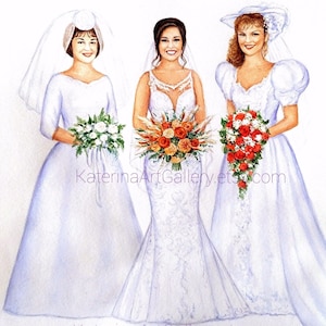 Custom Generational Wedding Portrait Illustration Generation Wedding Portrait from photo Mother of the Bride Gift Grandmother Mother Gift