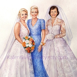 Mother of the Bride Gift  Generational Wedding Portrait Illustration Generation Wedding Portrait from photo Mother of the Bride Painting