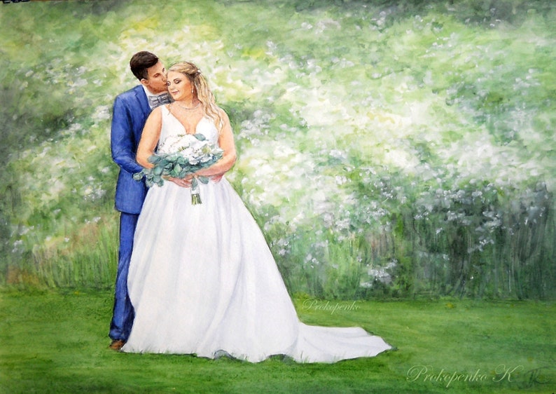 HAND PAINTED Wedding Painting From Photo Watercolor Wedding Etsy Il 794xN.2385835924 Ngh3