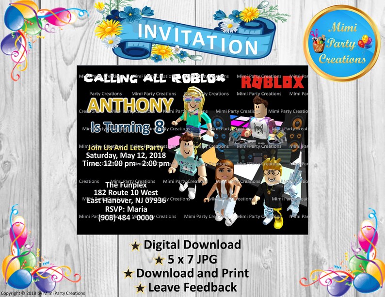 Roblox Dance Club Birthday Invitation Digital Download Etsy - image 0
