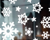 60 Removable and reusable cute snowflake stickers for windows, Christmas decoration for glass, multipack window stars and snowflakes various