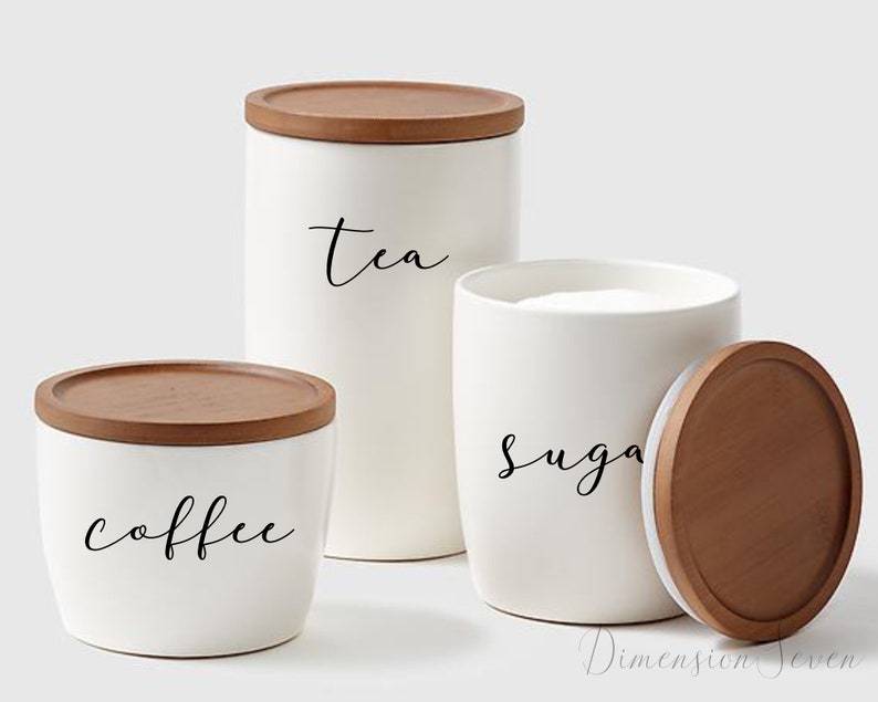 Any Word Tea Canister Decals Tea Coffee Sugar Vinyl Etsy UK
