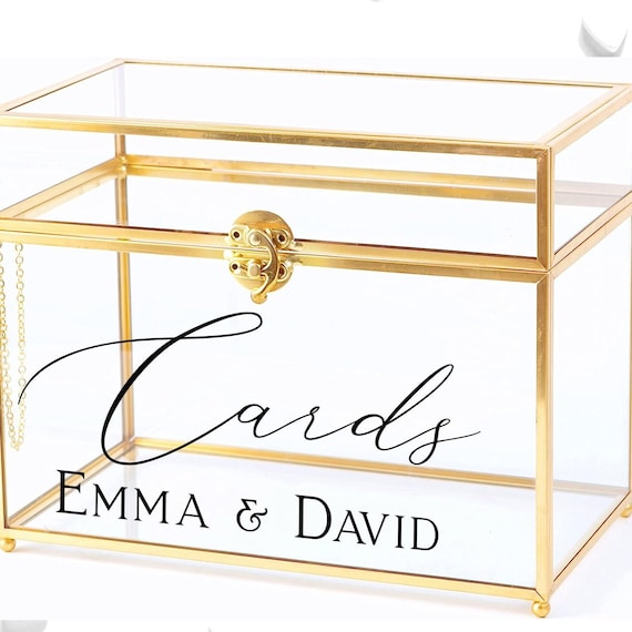 Elegant wedding card box decal, personalised vinyl sticker, couples cards sticker