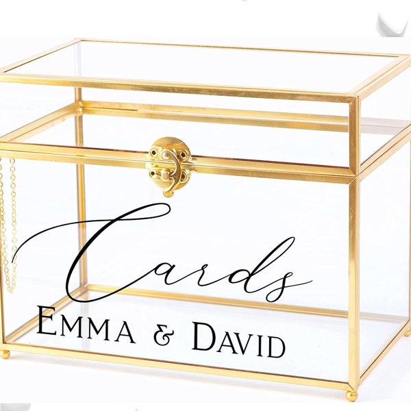 Elegant wedding card box decal, personalised vinyl sticker, couples cards sticker