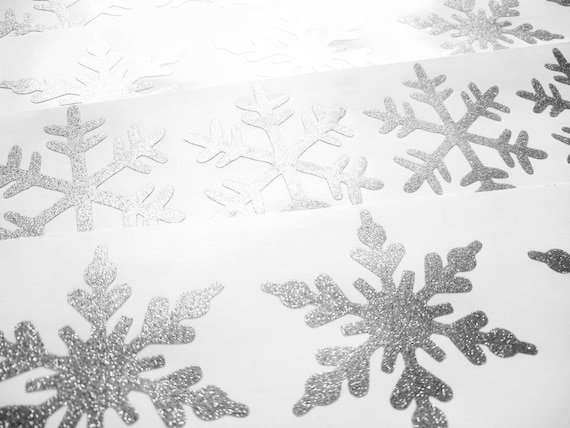 Diamond Glitter Snowflake Decals, Self Adhesive Christmas Stickers,  Permanent Transfers, Snowflakes Vinyl Stickers, Sparkly Snow Flakes 