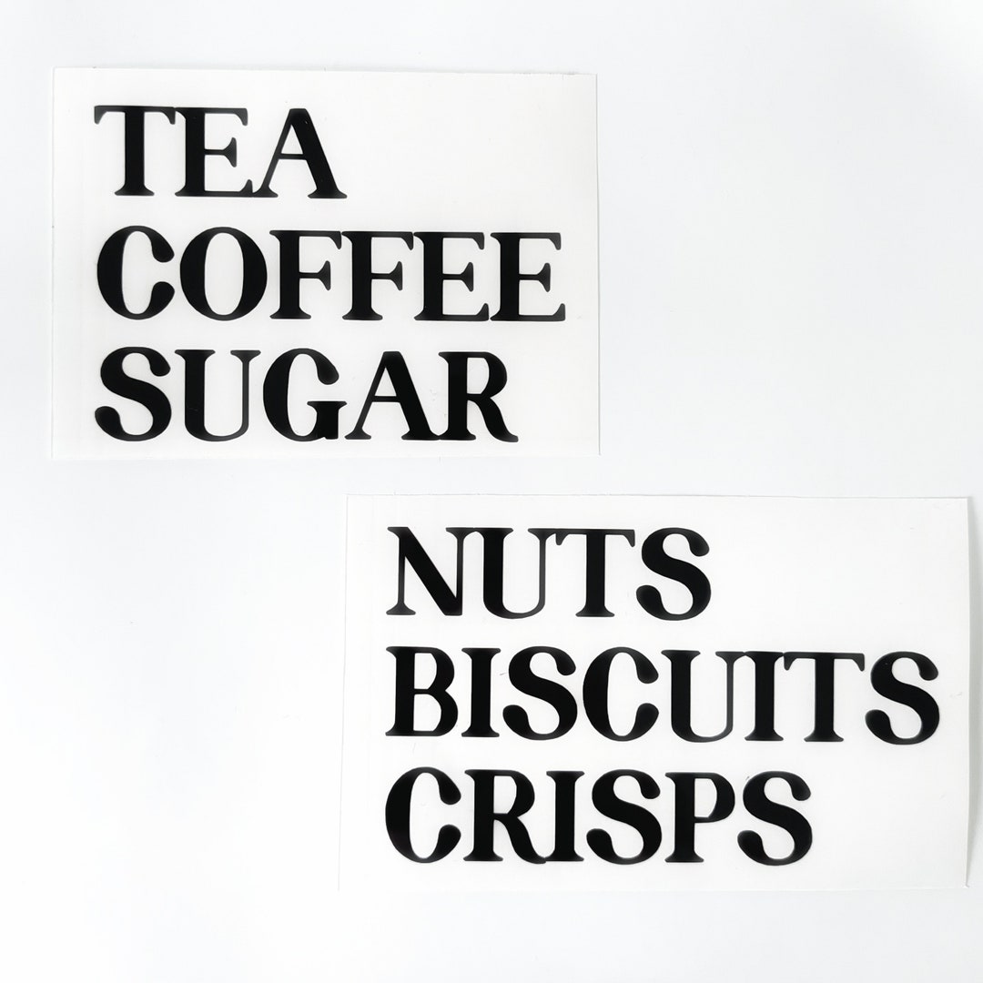 Tea Coffee Sugar Canister Labels, High Quality Kitchen Vinyl Decals