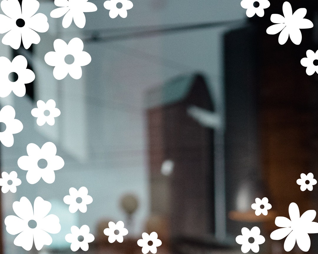 50 Reusable Flower Window Stickers With Flowers and Hearts, Shop