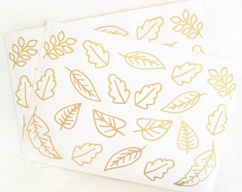 20 Leaf stickers, self adhesive decals, individual leaves wall decor, weatherproof transfers