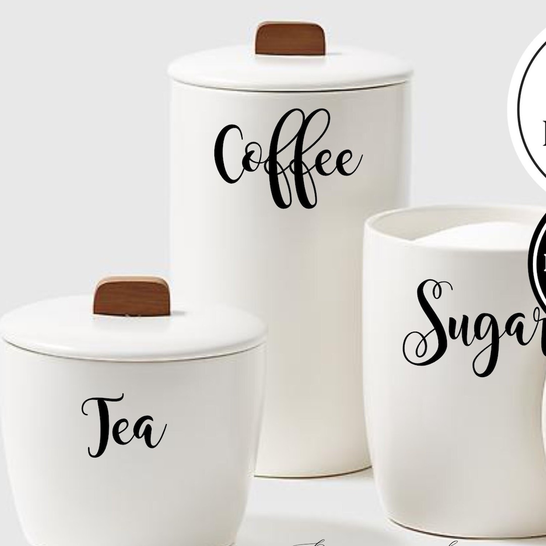 Custom Canister Labels for Tea Coffee and Sugar Canisters, High Quality