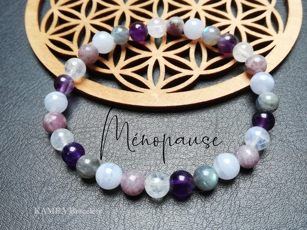 Bracelet Perles Lépidolite Pierre Naturelle - Fait Main En France - Sur Mesure