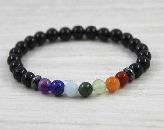 Bracelet en perles naturelles 6 mm - 7 chakras