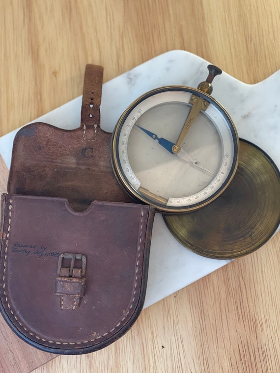 ANTIQUE W & L.E. Gurley, Miners DIPPING COMPASS, 1800s' or Early 1900s,  Original Leather Case, - Etsy