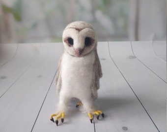 Owl miniature Felting Sculpture of an owl  Felt Owl Barn owl Felt Owl gift graduation Owl Miniature Animal Forest Decor Christmas