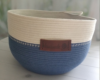 Rope basket Cotton cord basket storage bowls Cotton cord bowls Decor in blue jeans storage baskets a gift to a woman