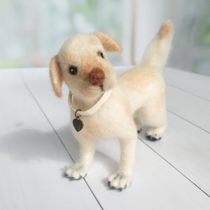 Nadel gefilzter Hund Filztier Wollfilz Wollfilztier Skulptur Nadelfilztier Bio Filztier Trockenfilzgeschenk