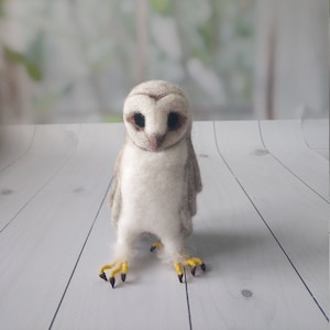 Owl miniature Felting Sculpture of an owl  Felt Owl Barn owl Felt Owl gift graduation Owl Miniature Animal Forest Decor Christmas
