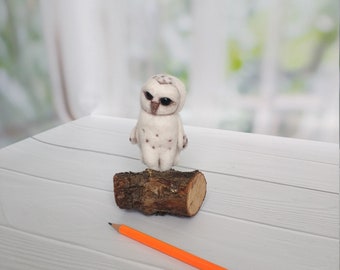 Felt Owl Barn owl  Owl Miniature Needle Felted Animal Forest Decor Mascot in the house owl gift figurine owl Christmas