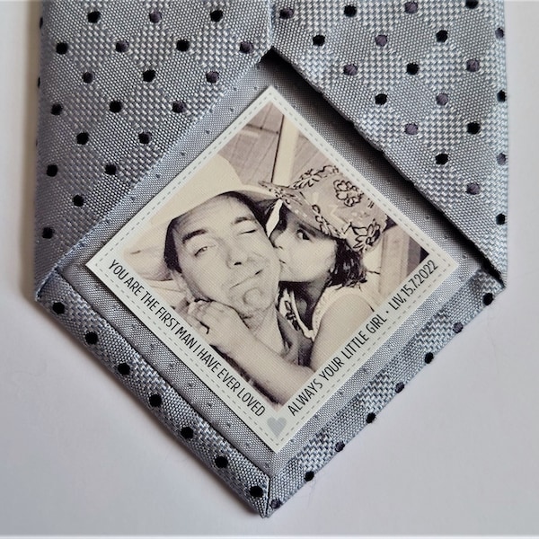 Dad wedding tie patch - photo tie patch for dad - personalised tie patch for father