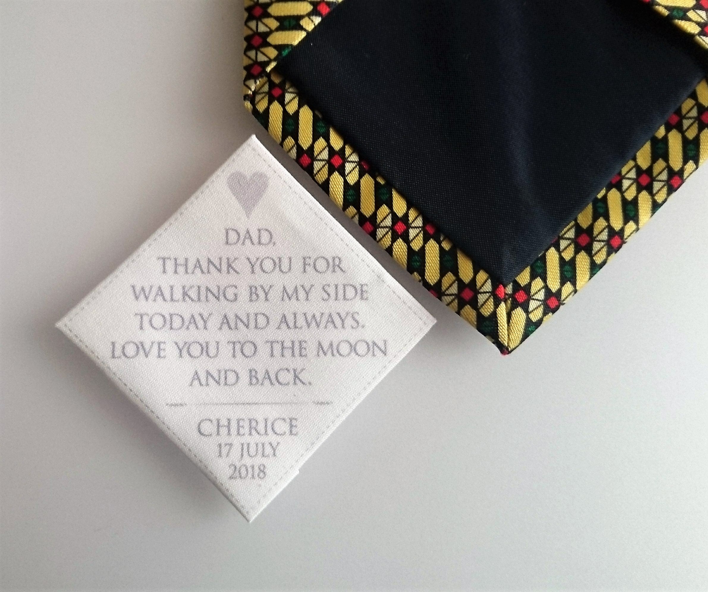 Dad Personalised Wedding Tie Patch, Father Of The Bride Gift, Necktie Patch For Dad On Day, Dad, I Love You To Moon & Back